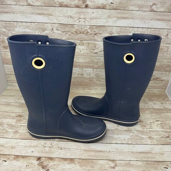 Crocs 10970 Crocband Jaunt Navy Blue Waterproof Rain Boots Women's Size 8 - Picture 5 of 8